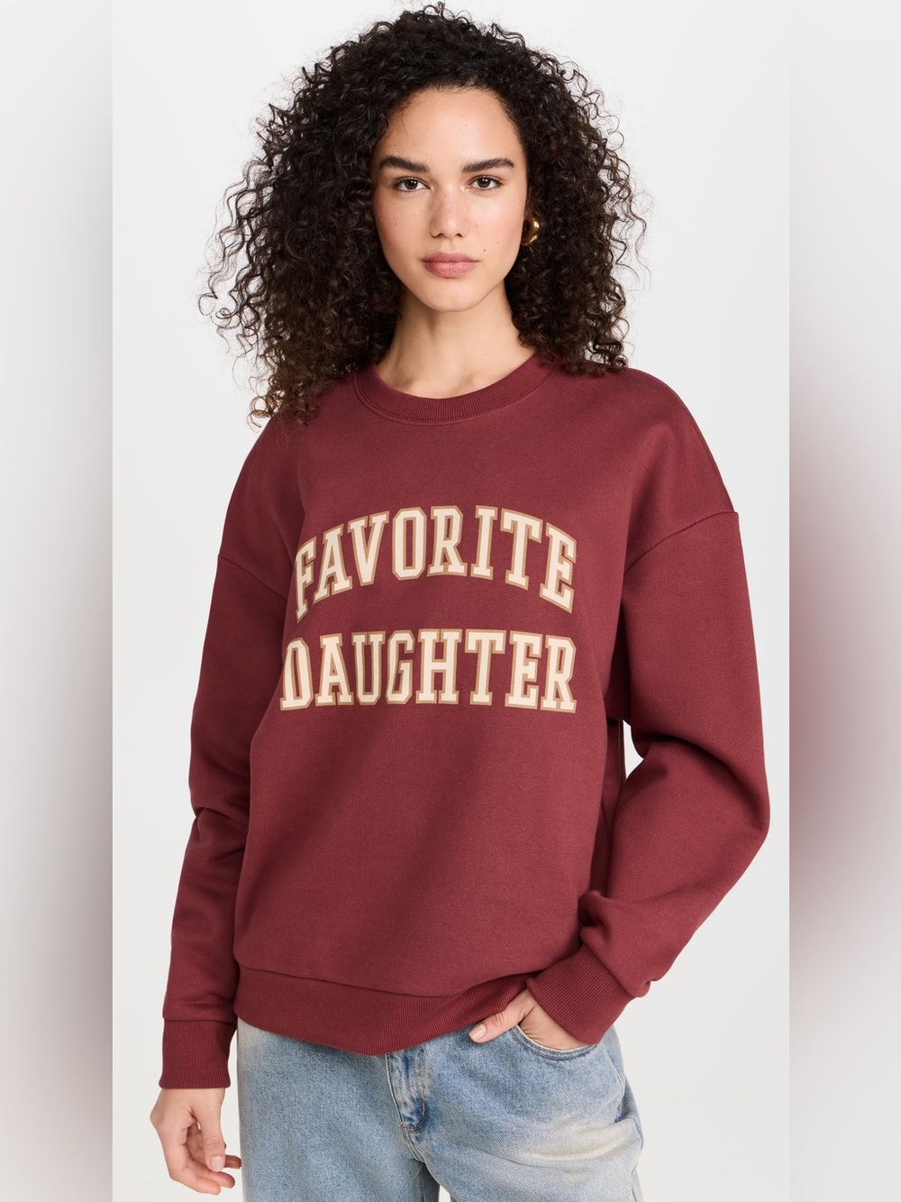 Favorite Daughter Sangria Nights The Collegiate Embroidery Sweatshirt NWT